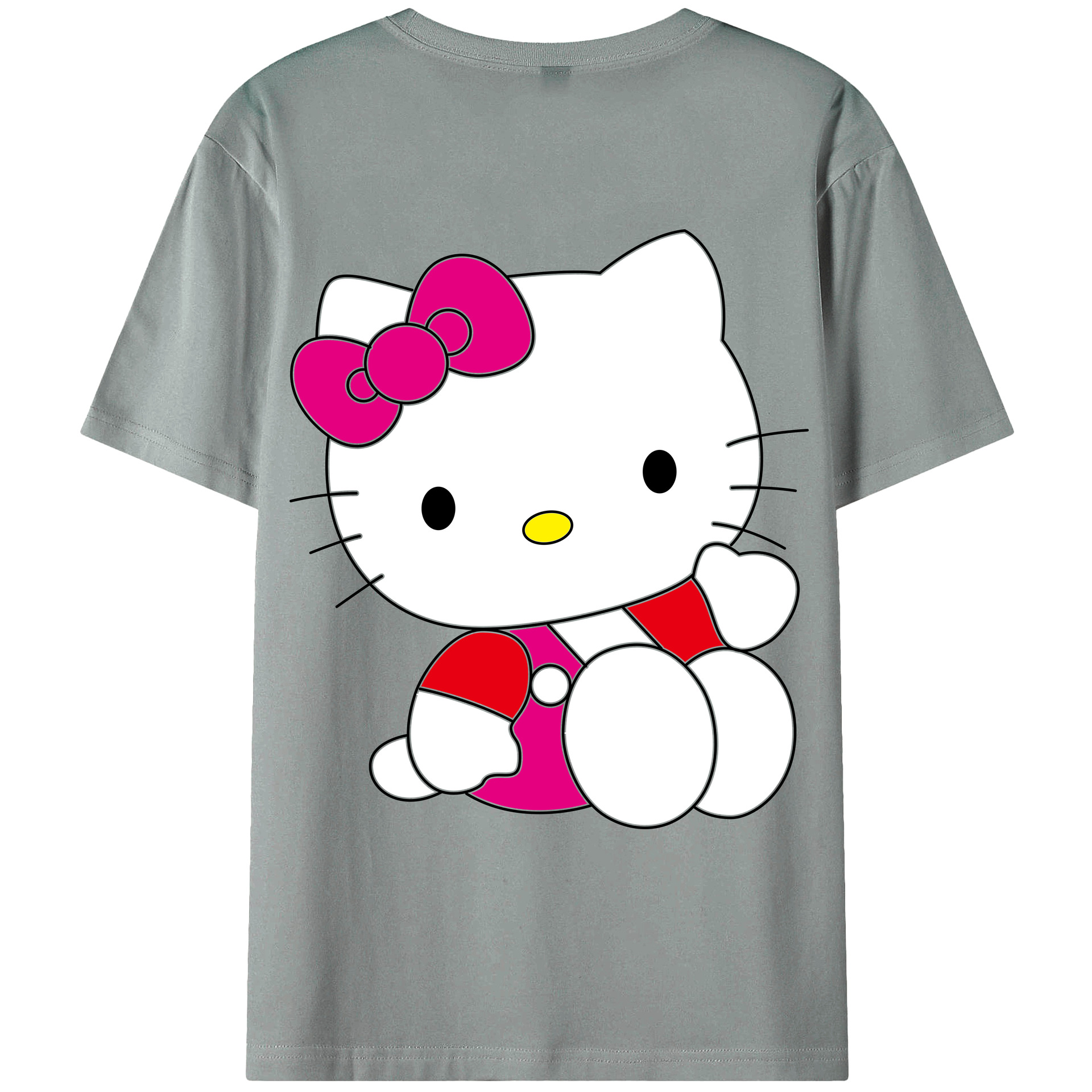 （画像用） Hello Kitty ハローキティ 綿100％ メンズ半袖Tシャツ（バックプリント） 通気性